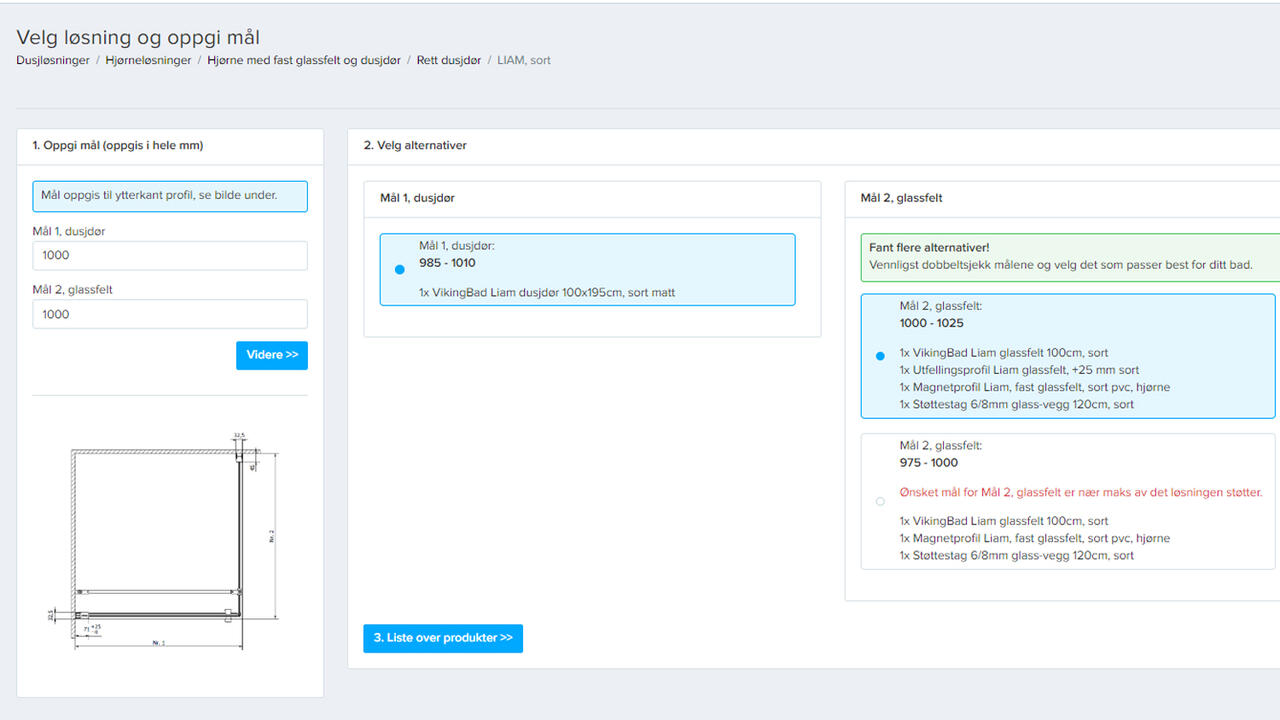 Prøv vår enkle dusjkalkulator som gir deg en oppsummering av hvilke produkter som passer til dine mål!